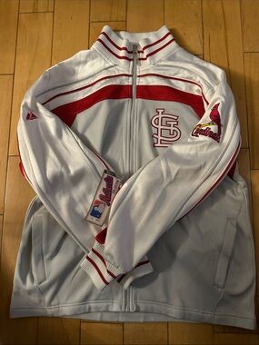 Majestic White & Red Kids Full-Zip Puffer Jacket